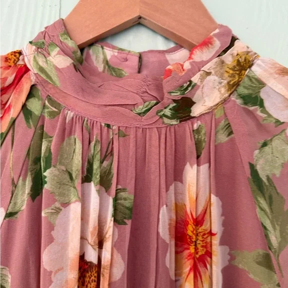 BNWT! Anthropologie The Somerset Long-Sleeve Mock-Neck Chiffon Maxi Dress, XS - Picture 7 of 16